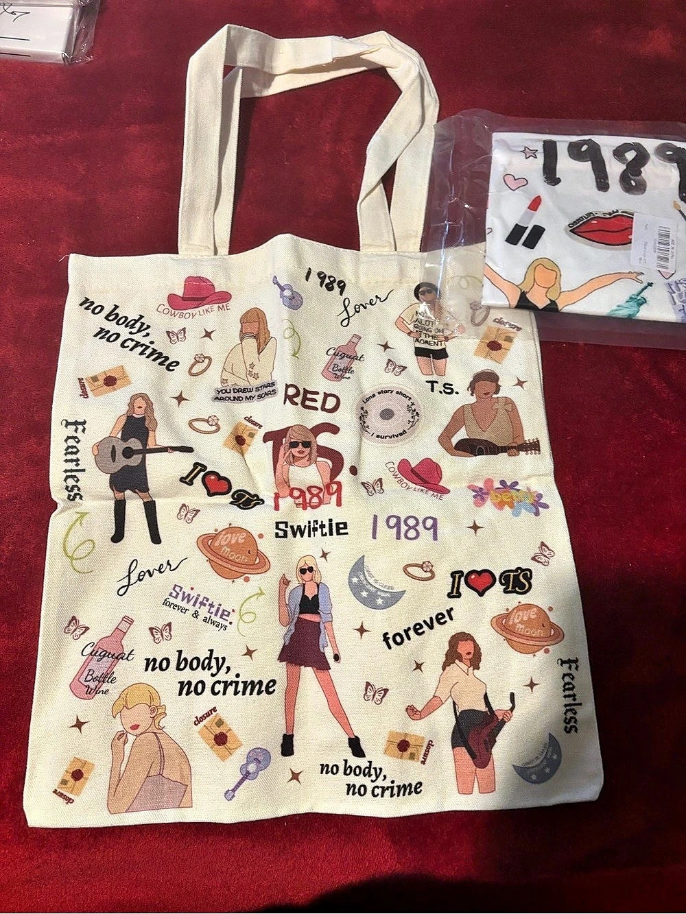 Taylor Swift 1989 tote bag in Cream & Multicolor with pillowcase nwt gift girl